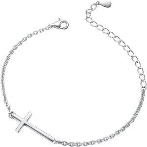 Sterling Silver Small Cross Pendant Necklace Bracelet Earrings Gift for Women